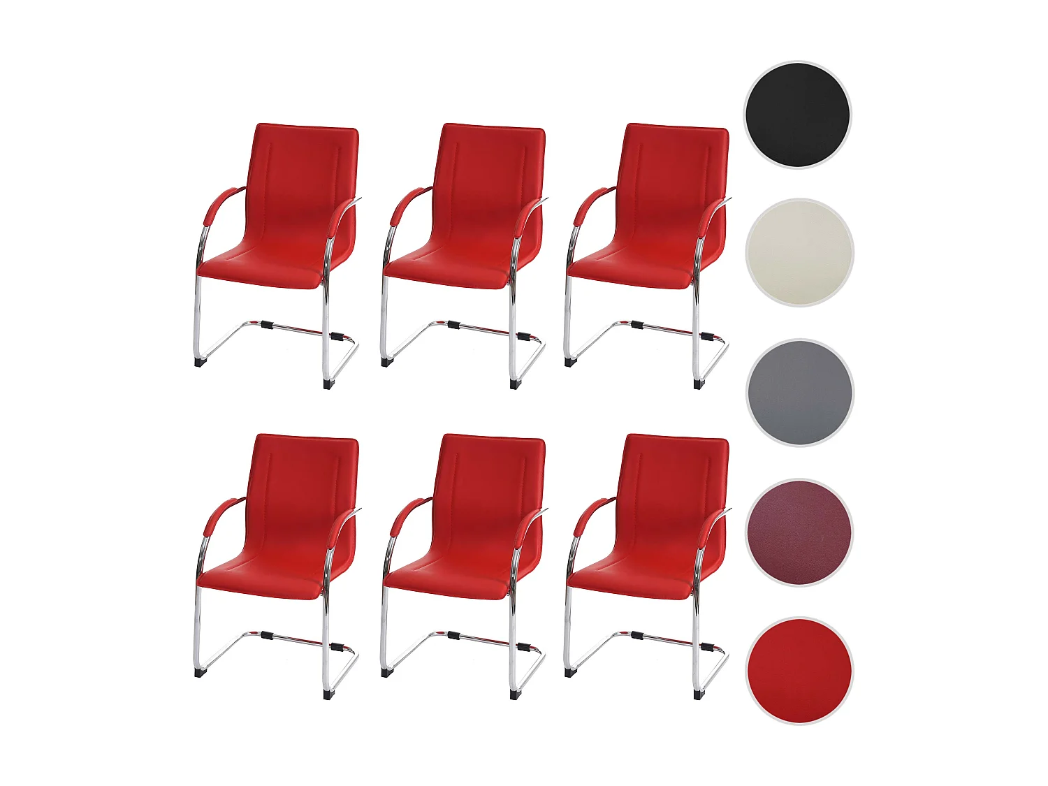 Chaise de salle à manger Perm (lot de 6),  rouge