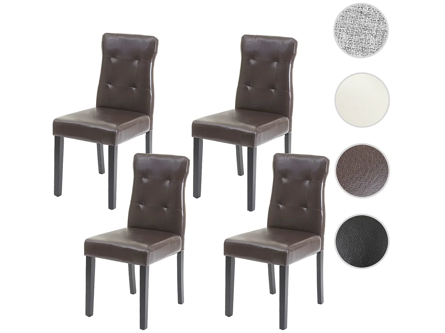 Eetkamerstoel MCW-E58 (set van 4),  kunstleer bruin, donkere poten