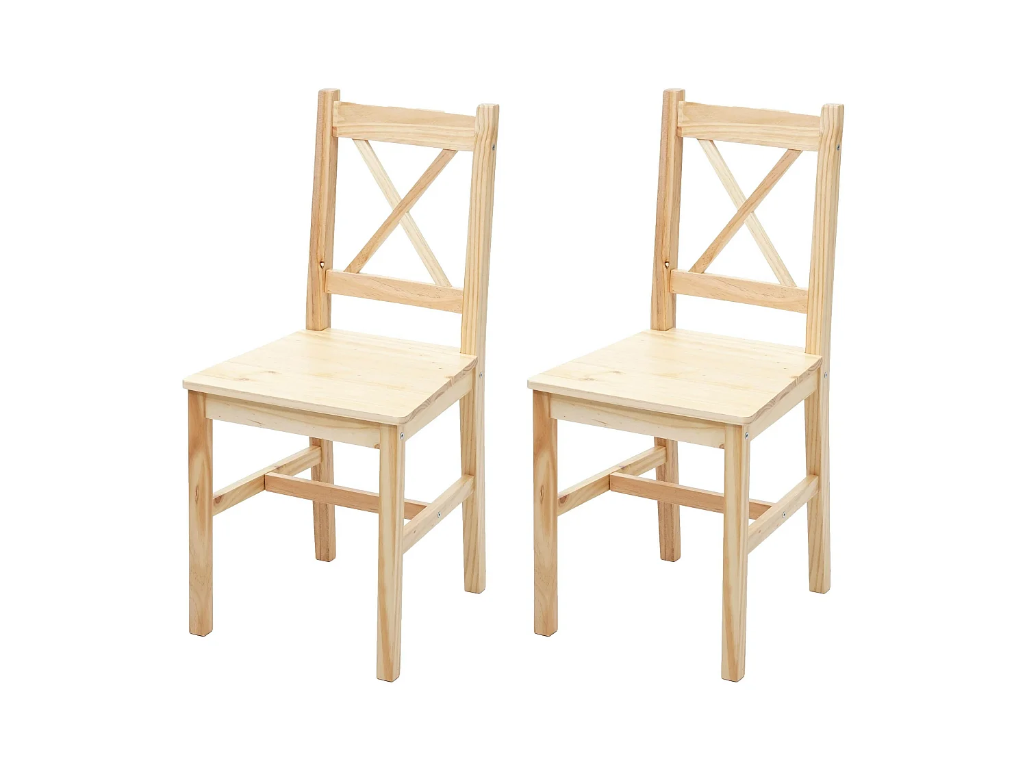 Chaise de salle à manger MCW-F77 (lot de 2),  bois de pin finition lasure