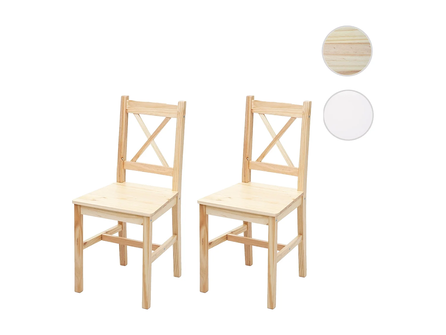 Chaise de salle à manger MCW-F77 (lot de 2),  bois de pin finition lasure