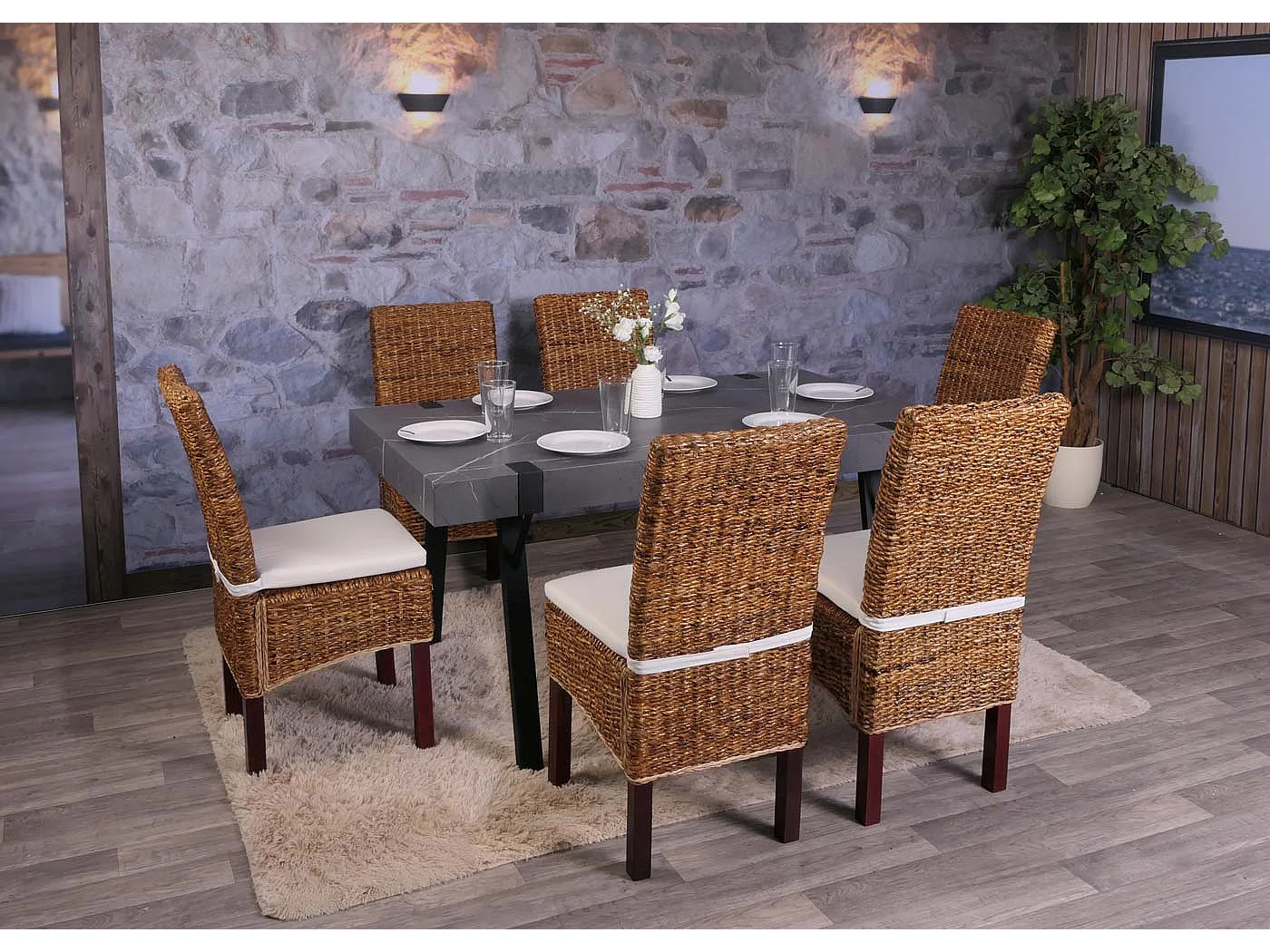 Cadeira de jantar Loiret (conjunto de 2),  leve, com almofada