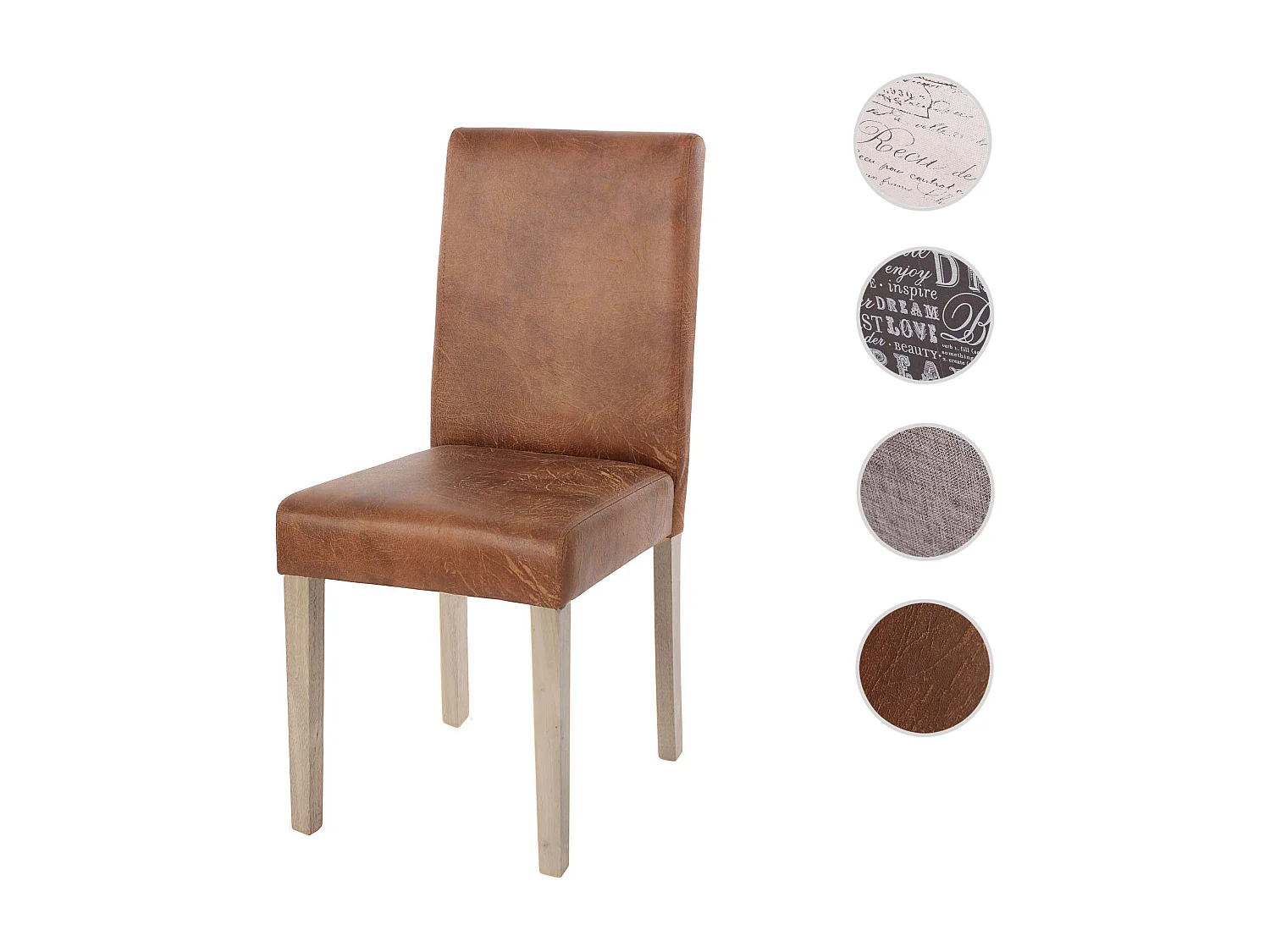 Silla de comedor Littau textil,  imitación de ante, patas marrones