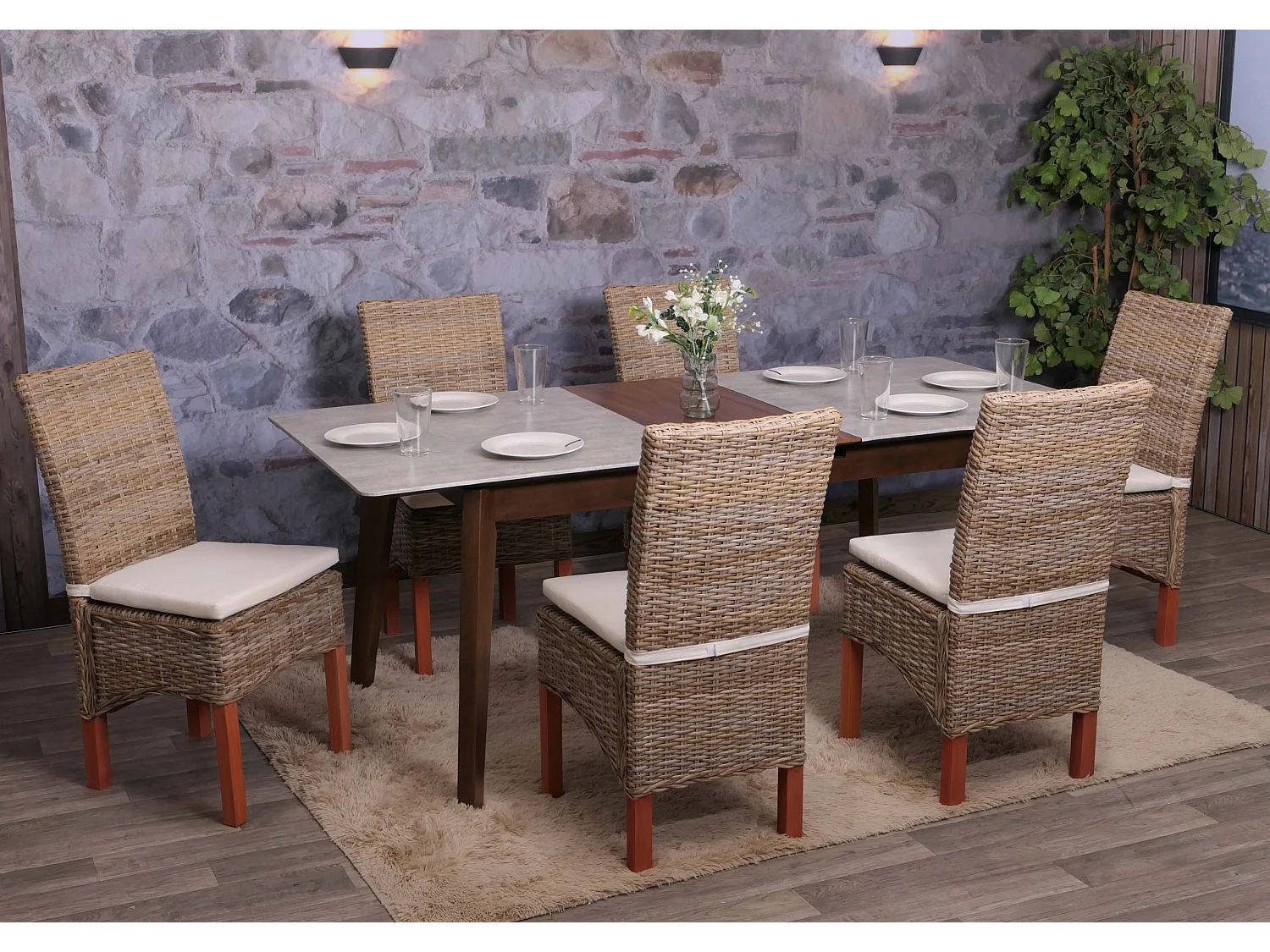 Chaise de salle à manger Var (lot de 6),  avec coussins