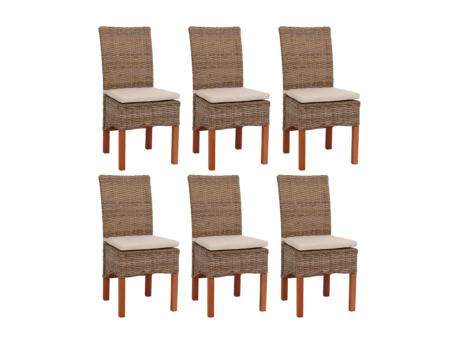 Chaise de salle à manger Var (lot de 6),  avec coussins