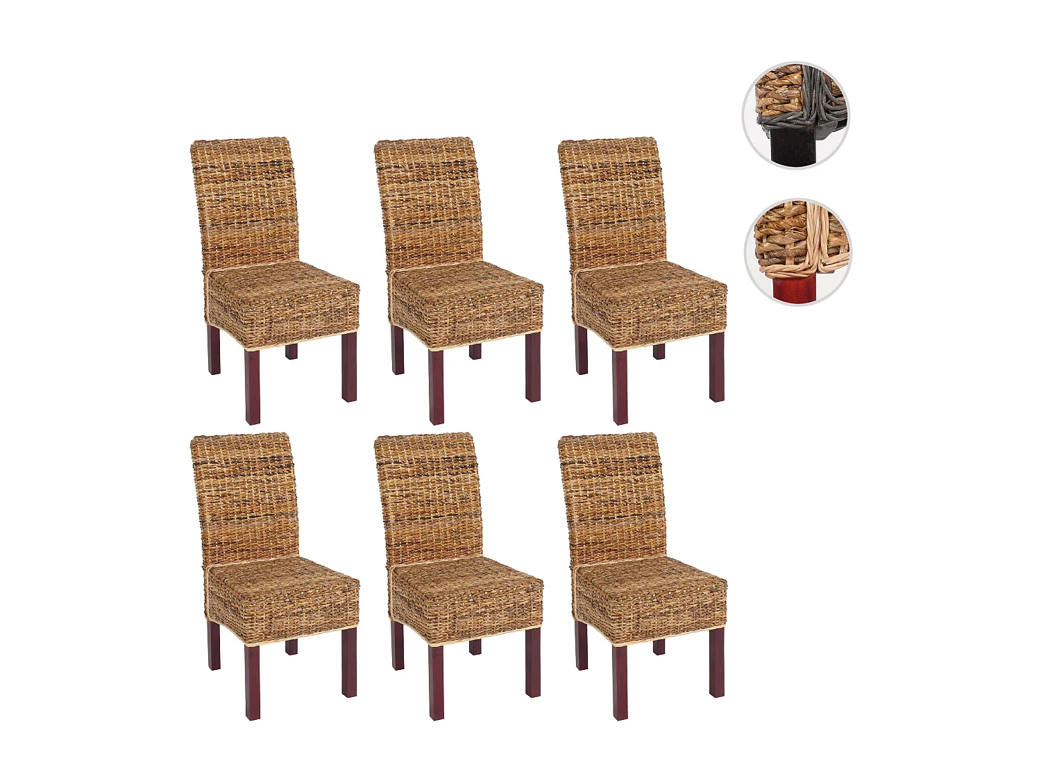 Chaise de salle à manger Loiret (lot de 6),  pieds marrons