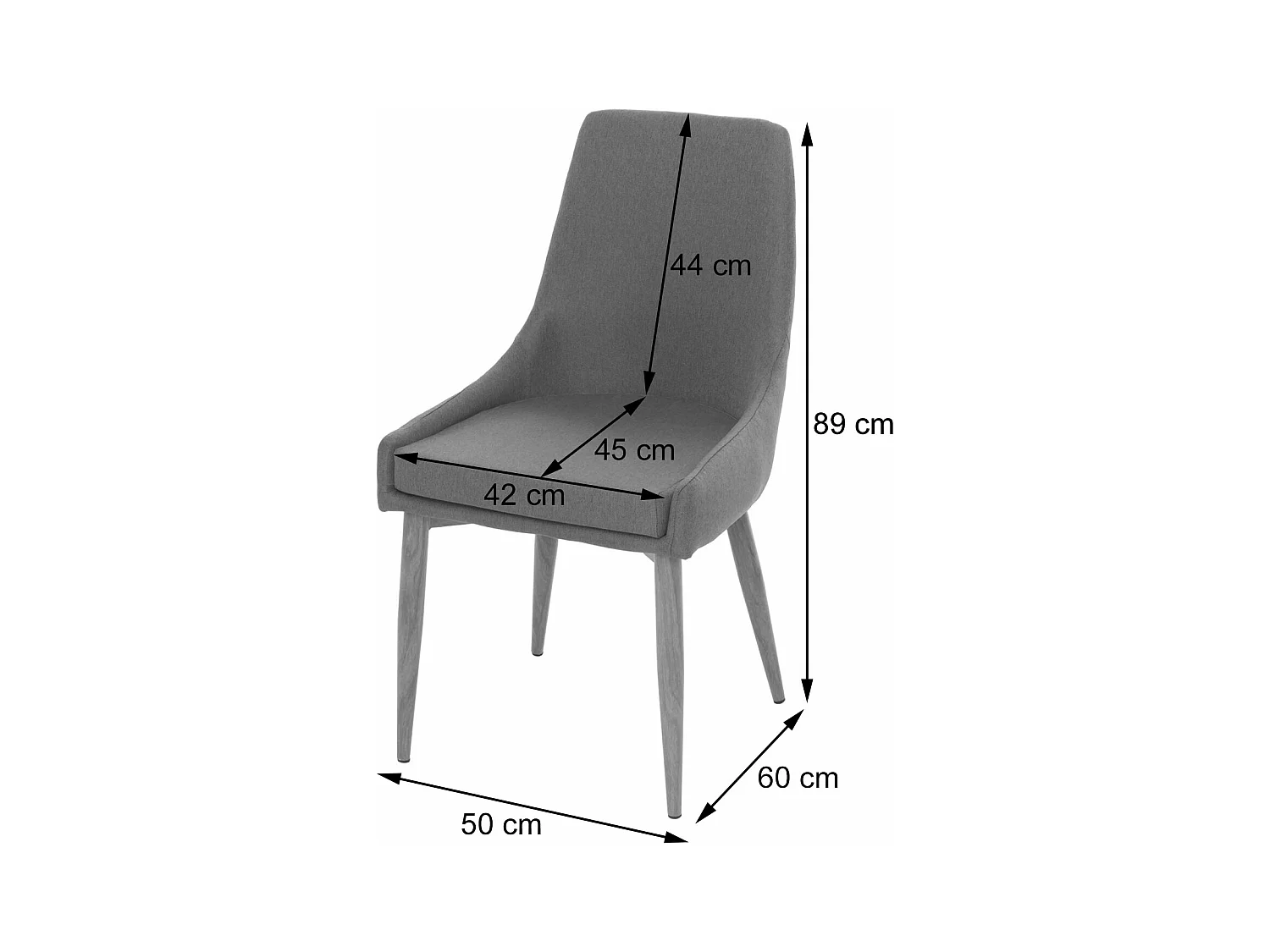 Set 6x sedie imbottite MCW-B44 II design retro anni 50 metallo tessuto grigio scuro