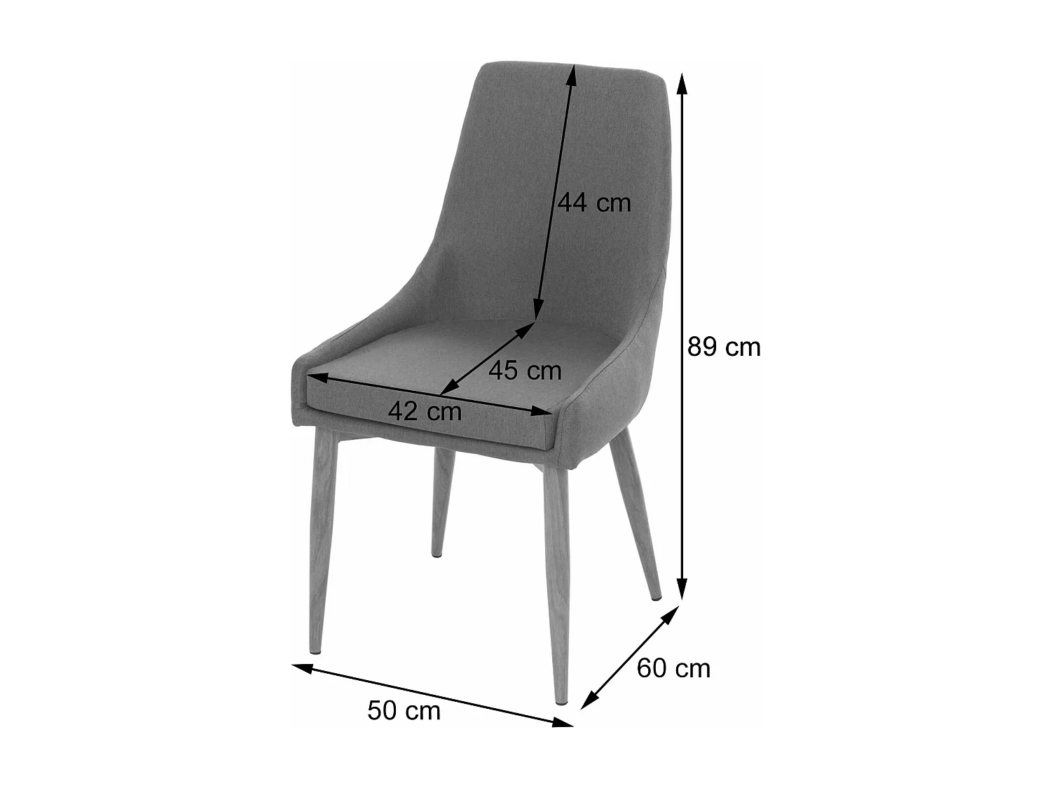 Chaise de salle à manger MCW-B44 II (lot de 6),  tissu gris foncé