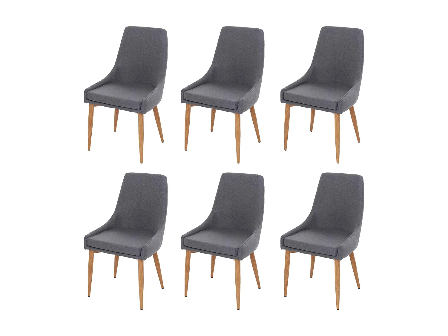 Silla de comedor MCW-B44 II (juego de 6),  tela/textil gris oscuro