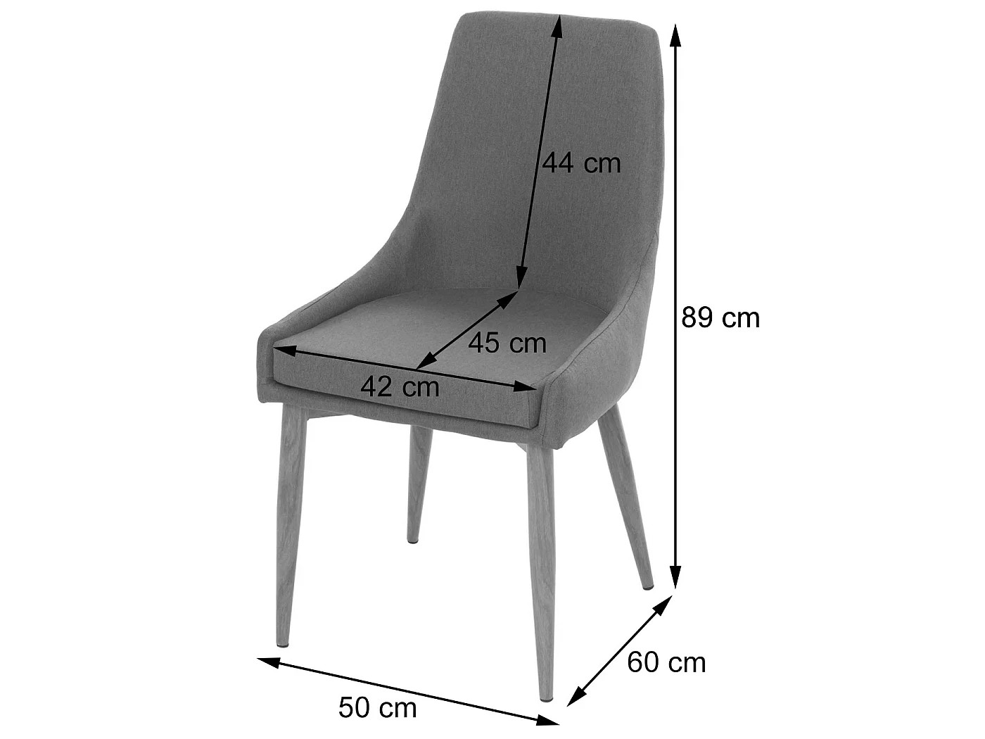 Silla de comedor MCW-B44 II (juego de 6),  tela/textil gris oscuro