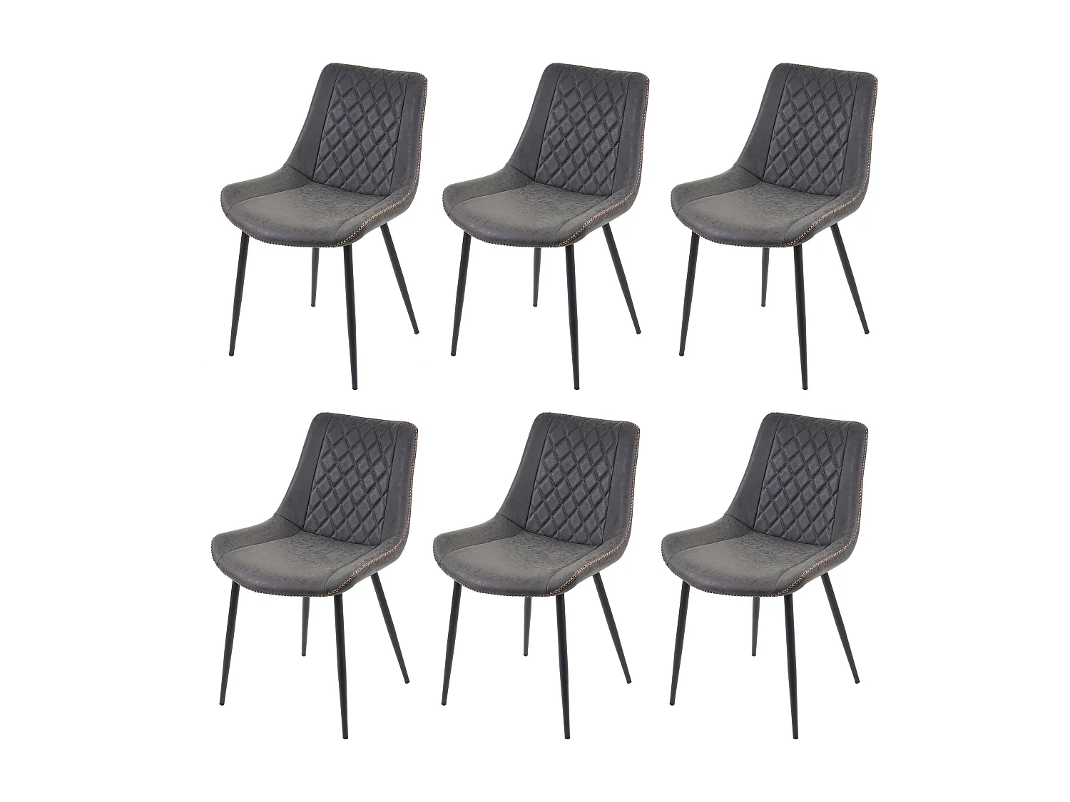 Eetkamerstoel MCW-E56 (set van 6),  imitatie suède donkergrijs