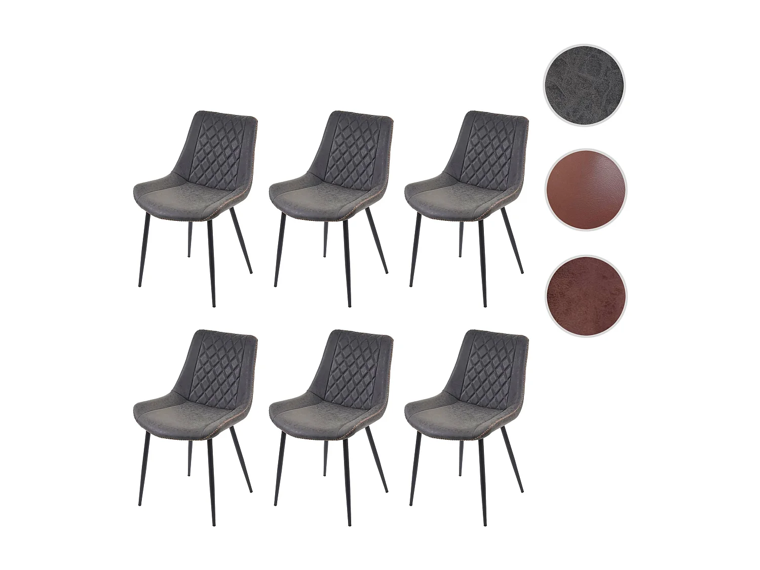 Eetkamerstoel MCW-E56 (set van 6),  imitatie suède donkergrijs