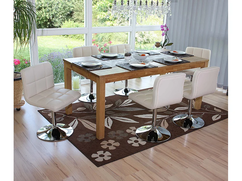 Set 6x sedie lounge girevole elegante imbottita Kavala ecopelle 44x43x76cm avorio