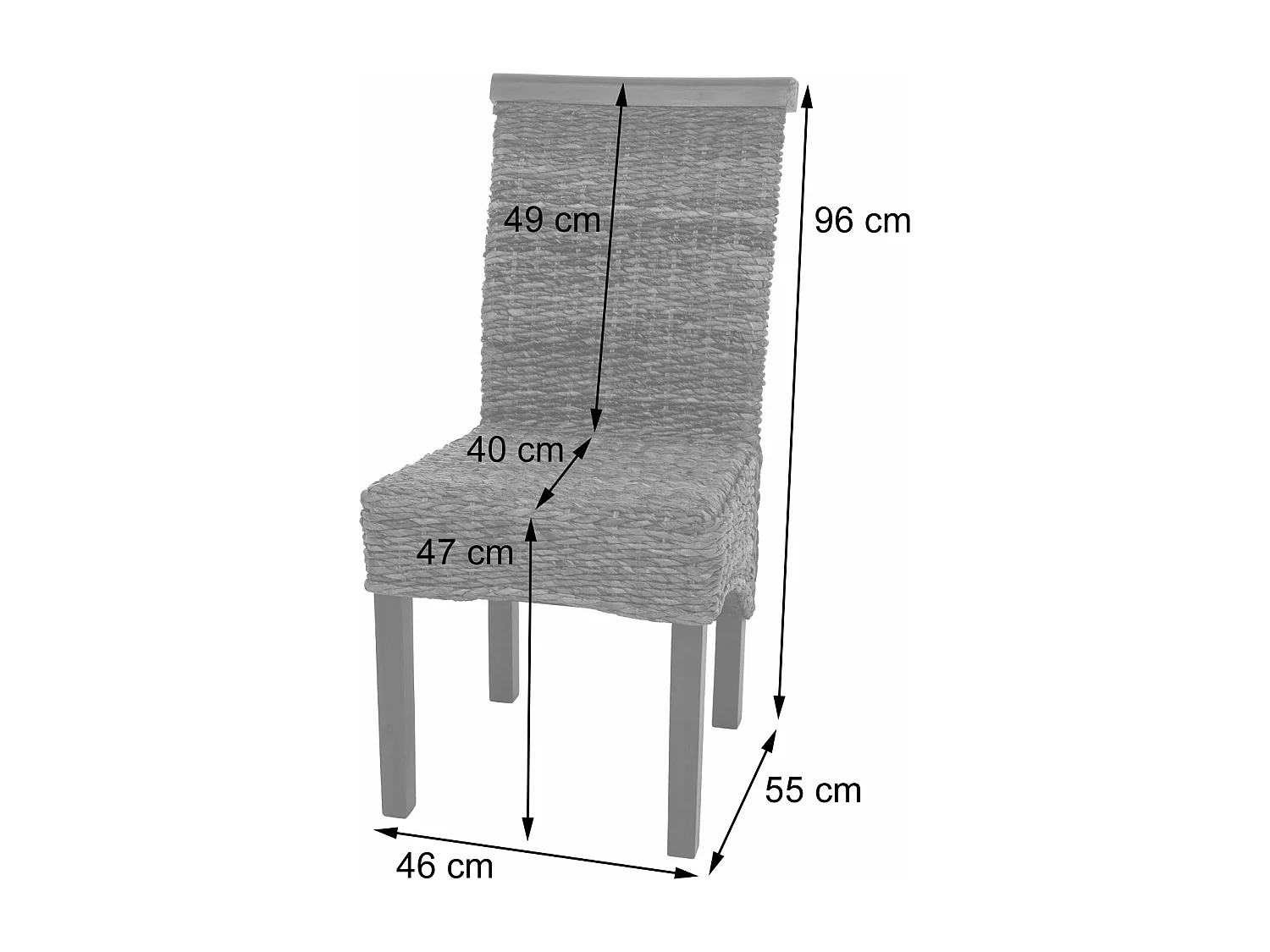 Cadeira de jantar Acireale (conjunto de 2),  leve, sem almofadas