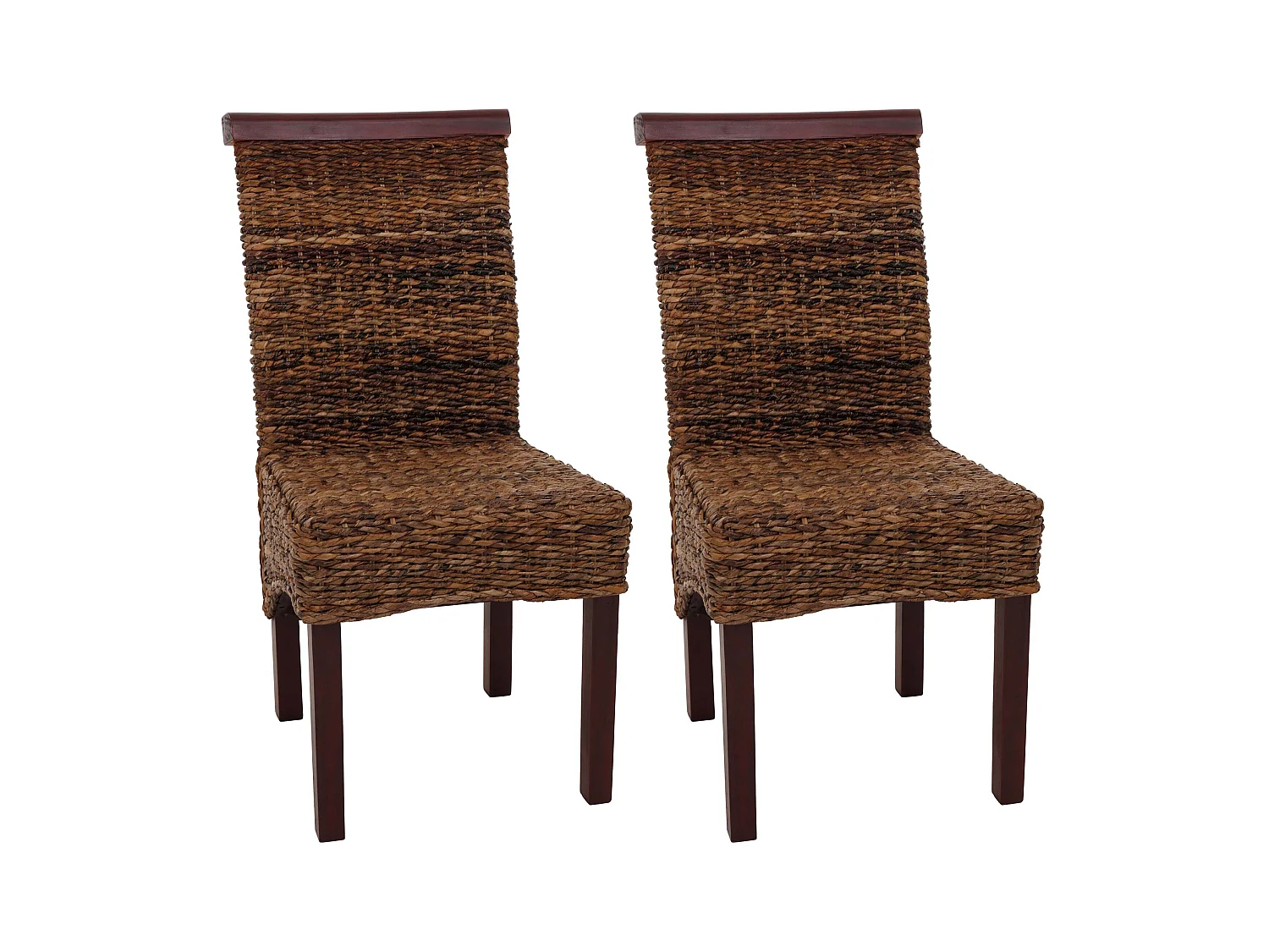 Chaise de salle à manger Acireale (lot de 2), Lot de 2 chaises M45, banane tressée, 47x54x93cn, pieds marrons