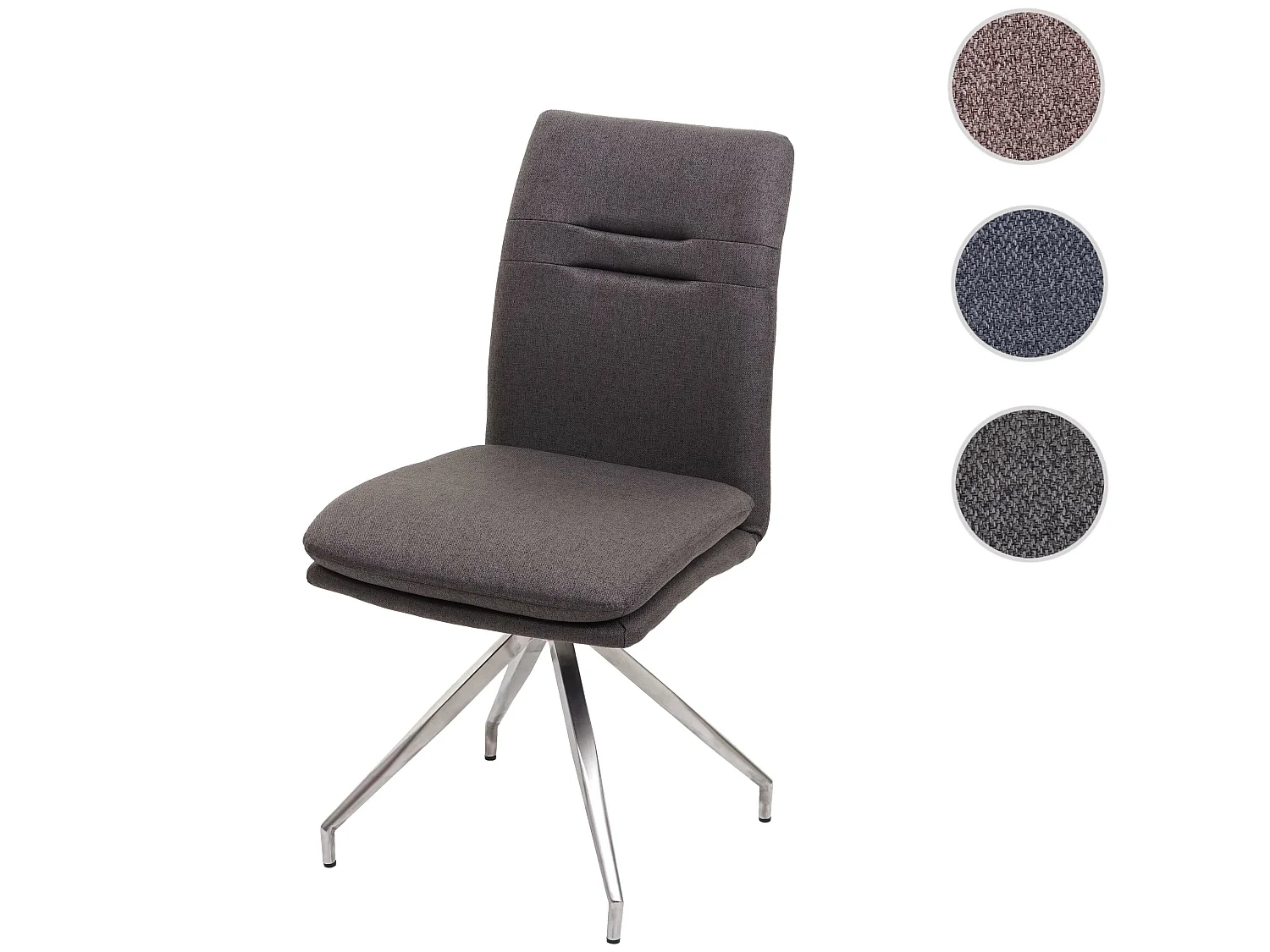 Sedia sala pranzo soggiorno cucina moderno MCW-H70 tessuto acciaio inox grigio fango
