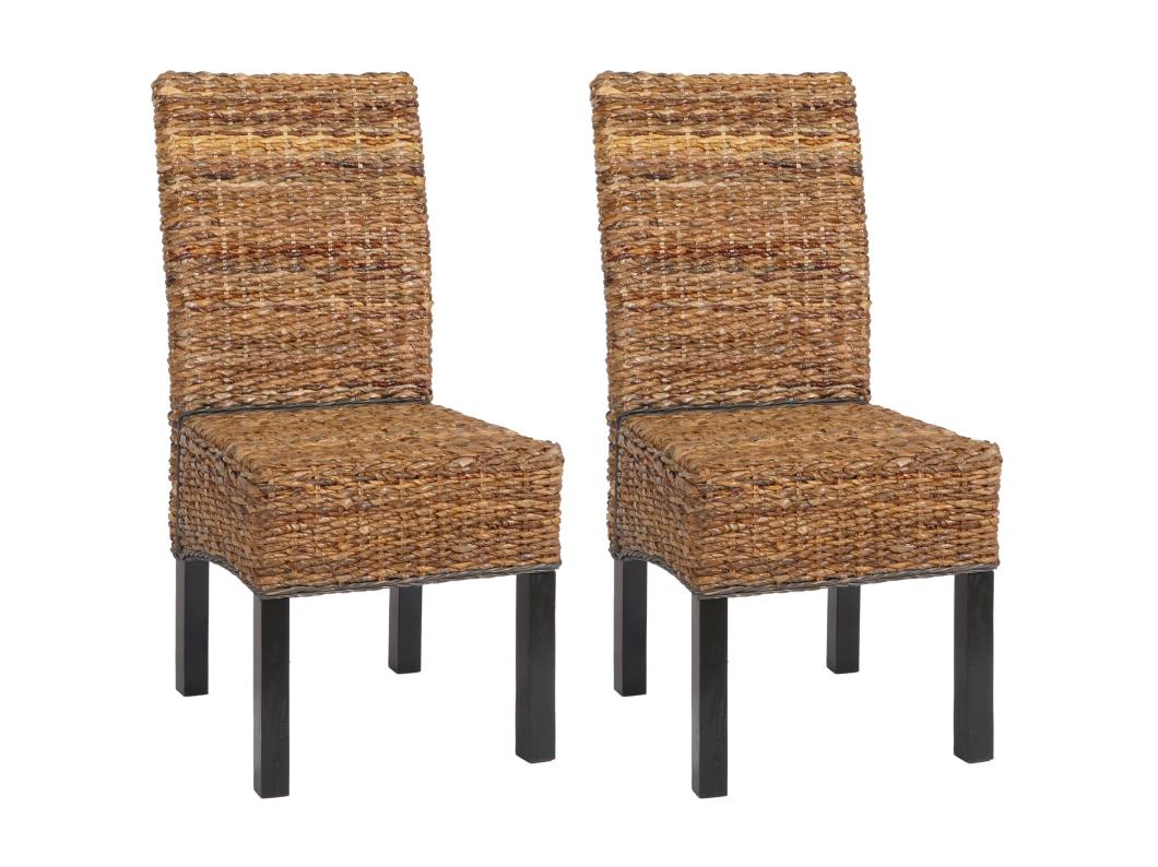 Set 2x sedie intreccio di banano eleganti soggiorno sala pranzo M69 Bali gambe scure senza cuscini