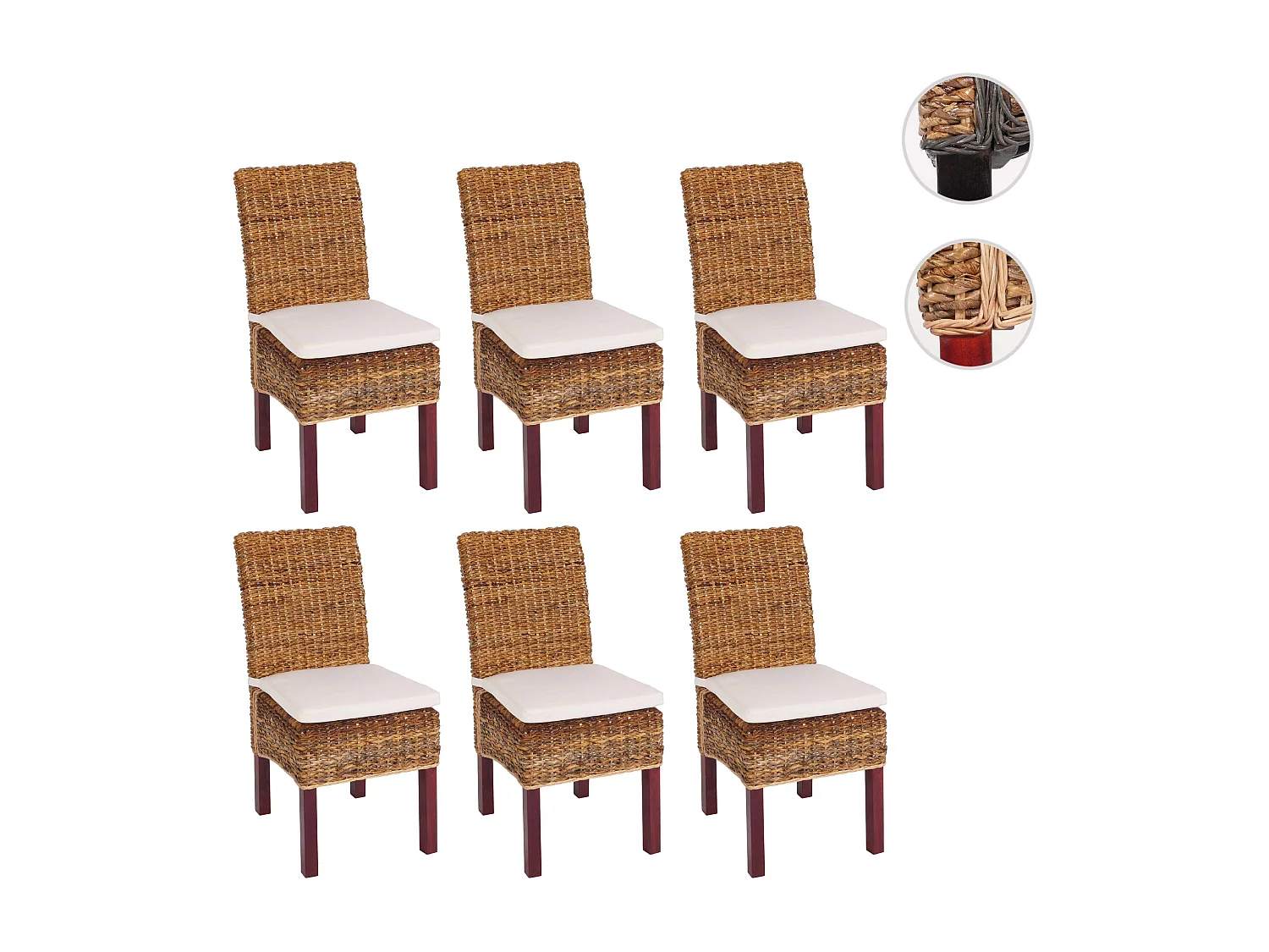 Loiret dining chairs (set of 6),  light, with cushions