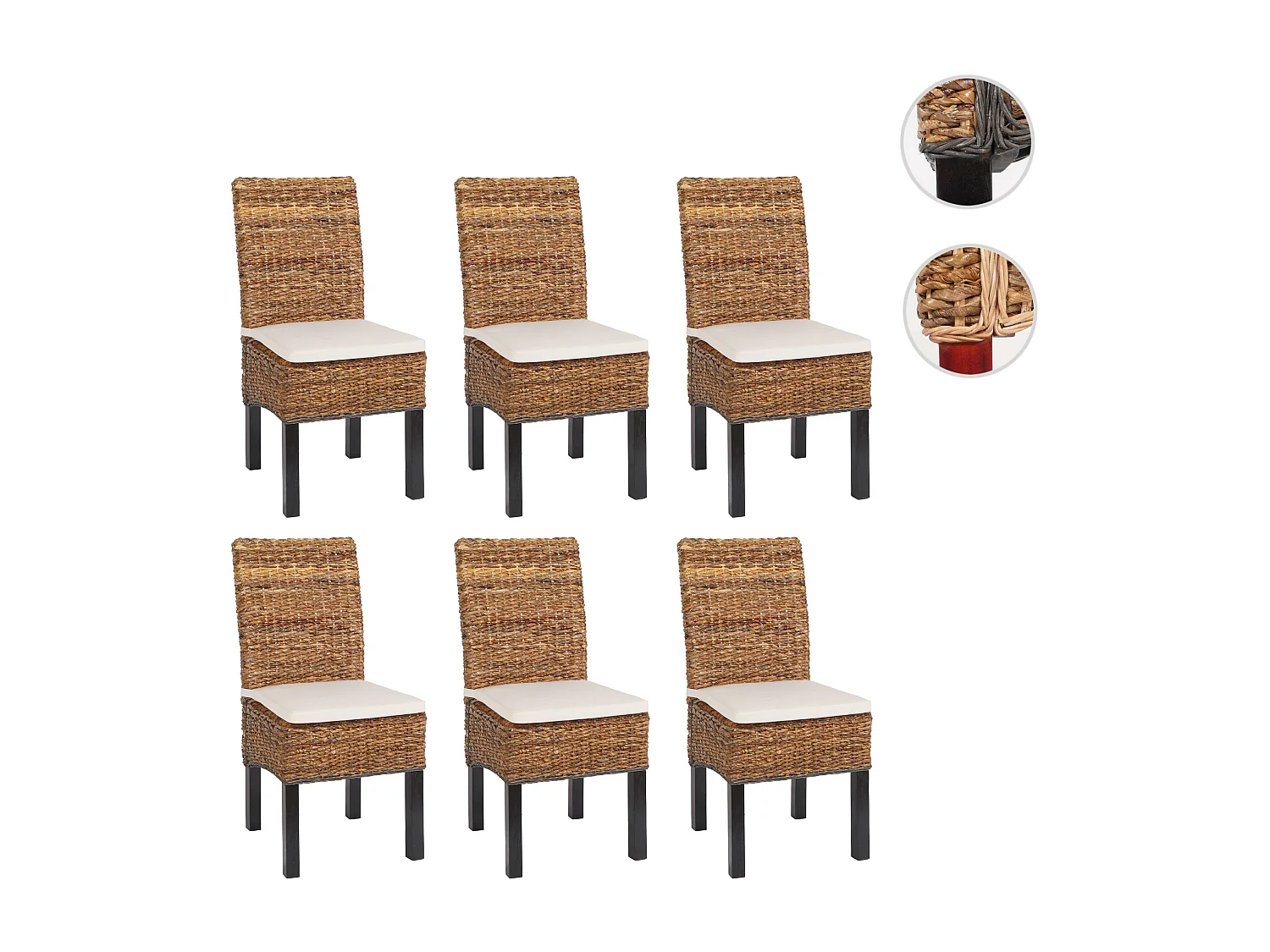 Silla de comedor Loiret (lote de 6),  oscuro, con cojín