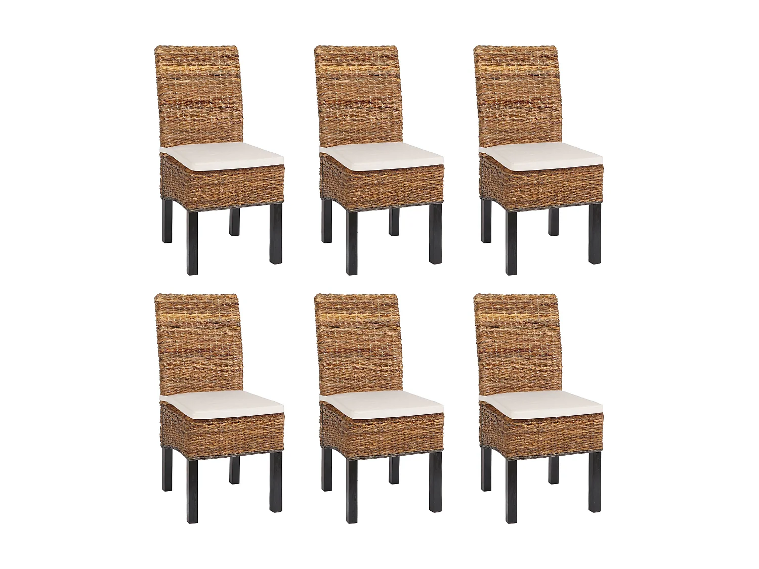 Chaise de salle à manger Loiret (lot de 6),  pieds foncés, avec coussins