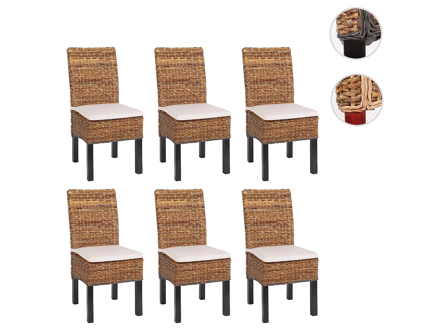 Cadeira de jantar Loiret (conjunto de 6),  escuro, com almofada