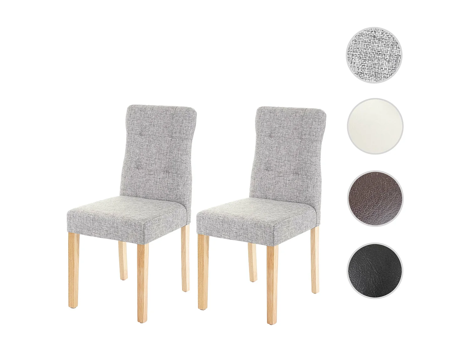 Esszimmerstuhl MCW-E58 (2er-Set), Stoff/Textil grau, helle Beine