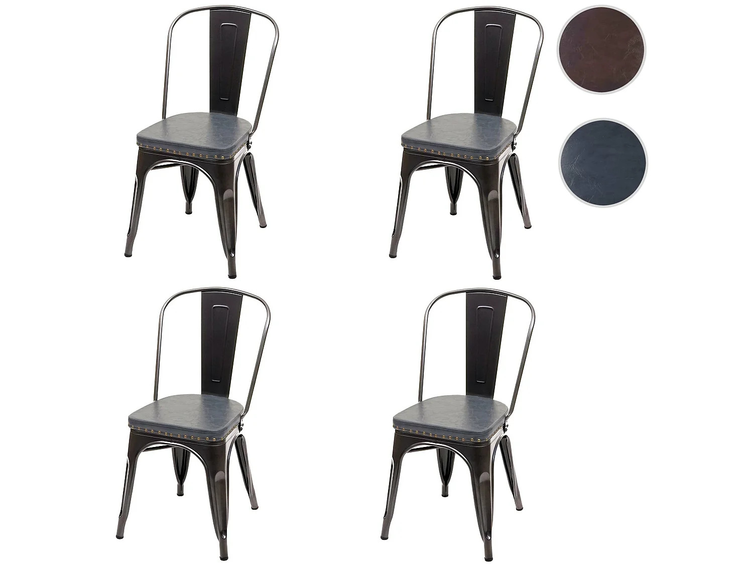 Esszimmerstuhl MCW-H10e (4er Set), Schwarz-grau