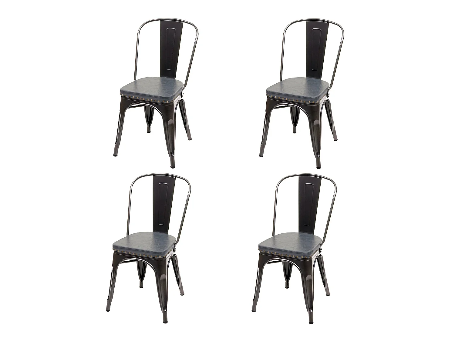 Chaise de salle à manger MCW-H10e (lot de 4),  noir-gris