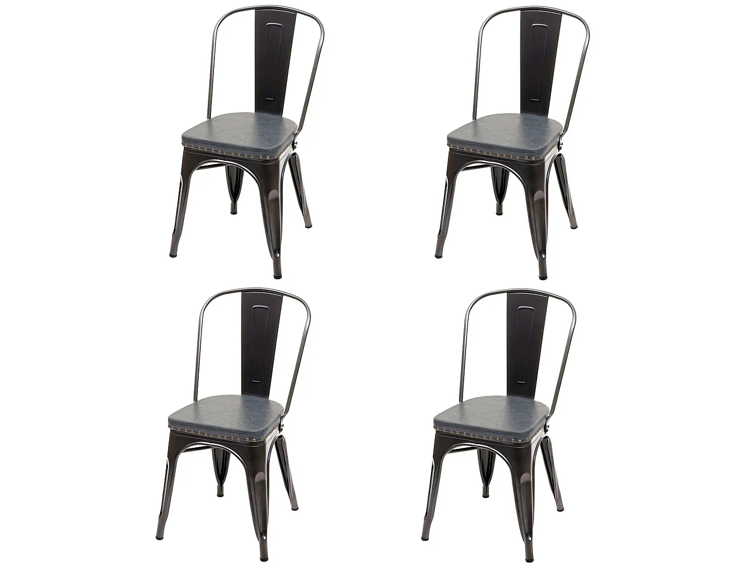Chaise de salle à manger MCW-H10e (lot de 4),  noir-gris