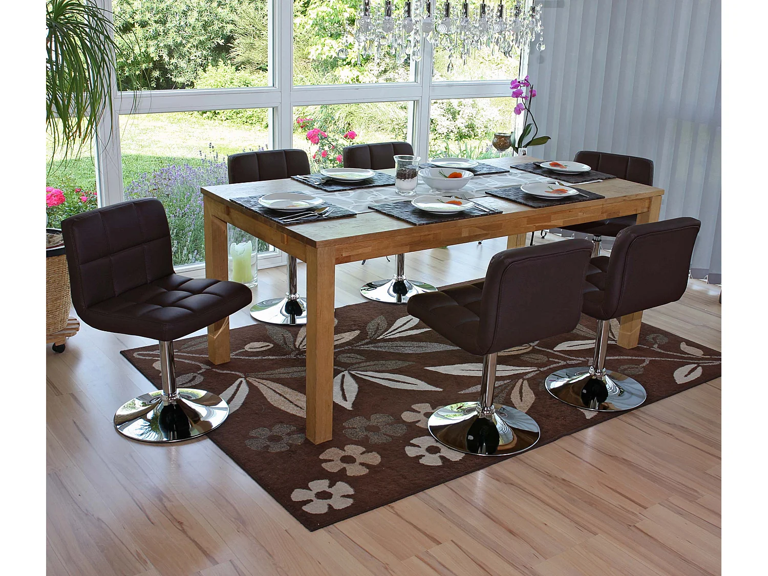 Silla de comedor Cadiz (set de 6),  marrón