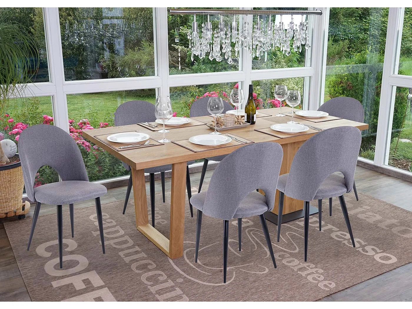 Krzesło do jadalni MCW-D73 (zestaw 6 sztuk),  ciemnoszary