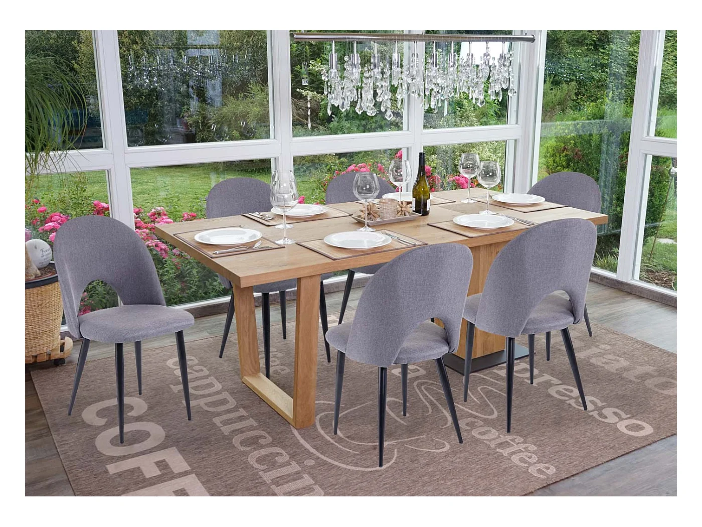 Chaise de salle à manger MCW-D73 (lot de 6),  gris foncé