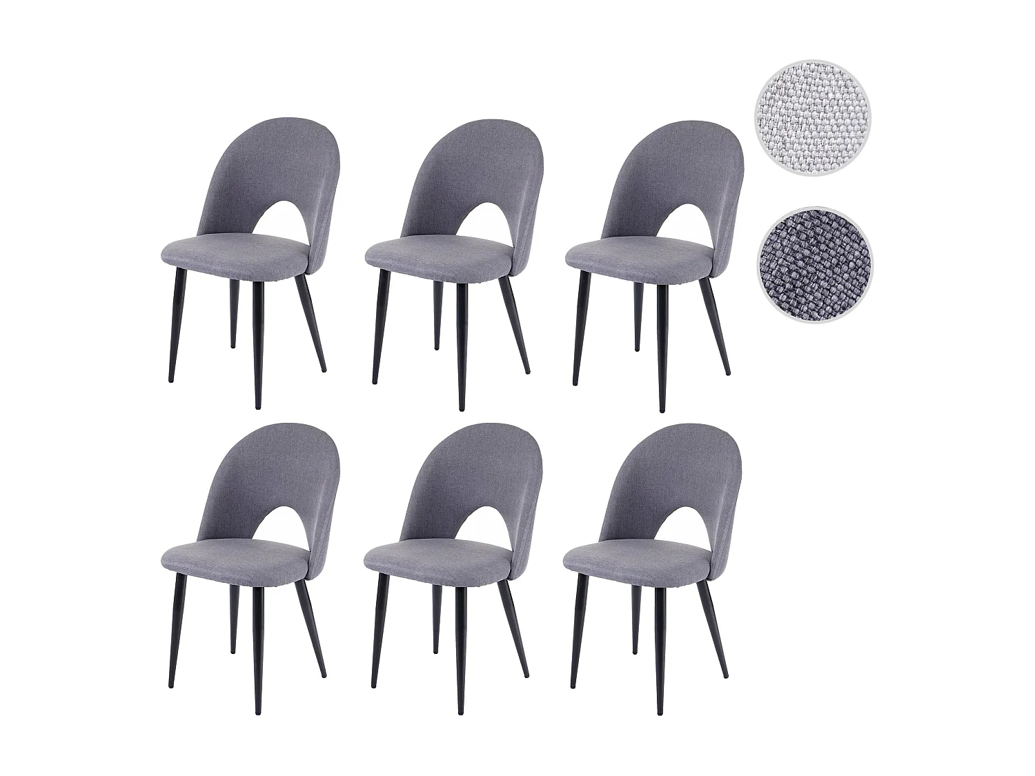 Eetkamerstoel MCW-D73 (set van 6),  donkergrijs