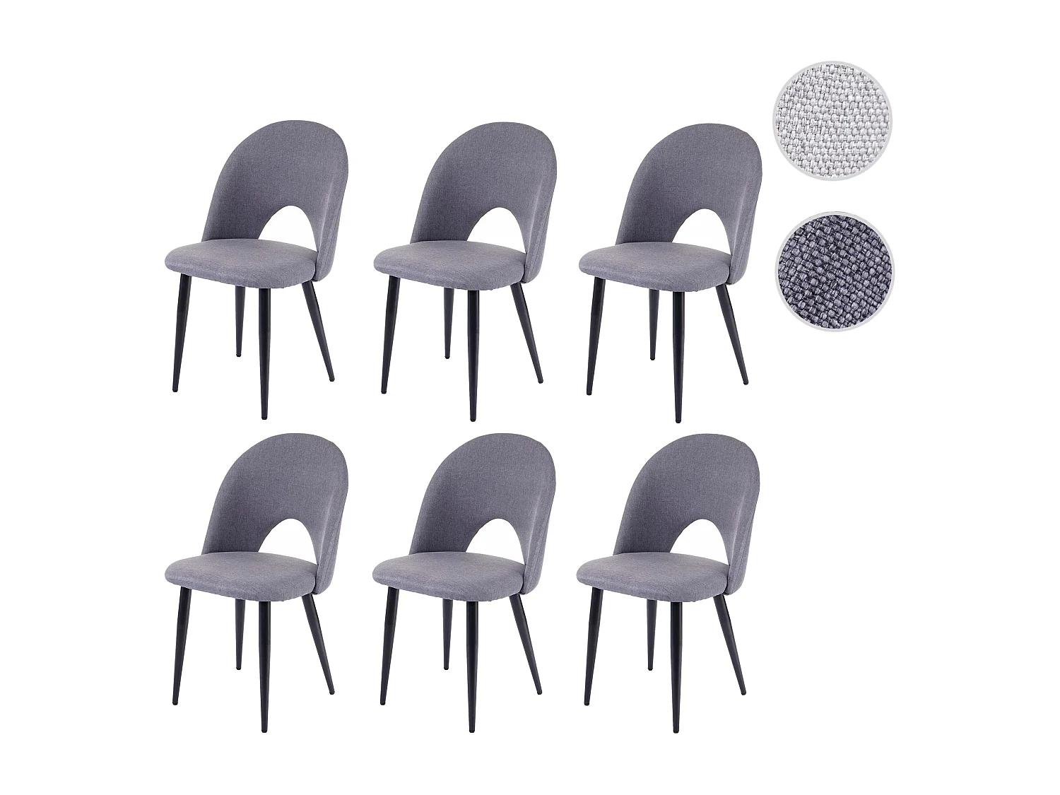 Eetkamerstoel MCW-D73 (set van 6),  donkergrijs