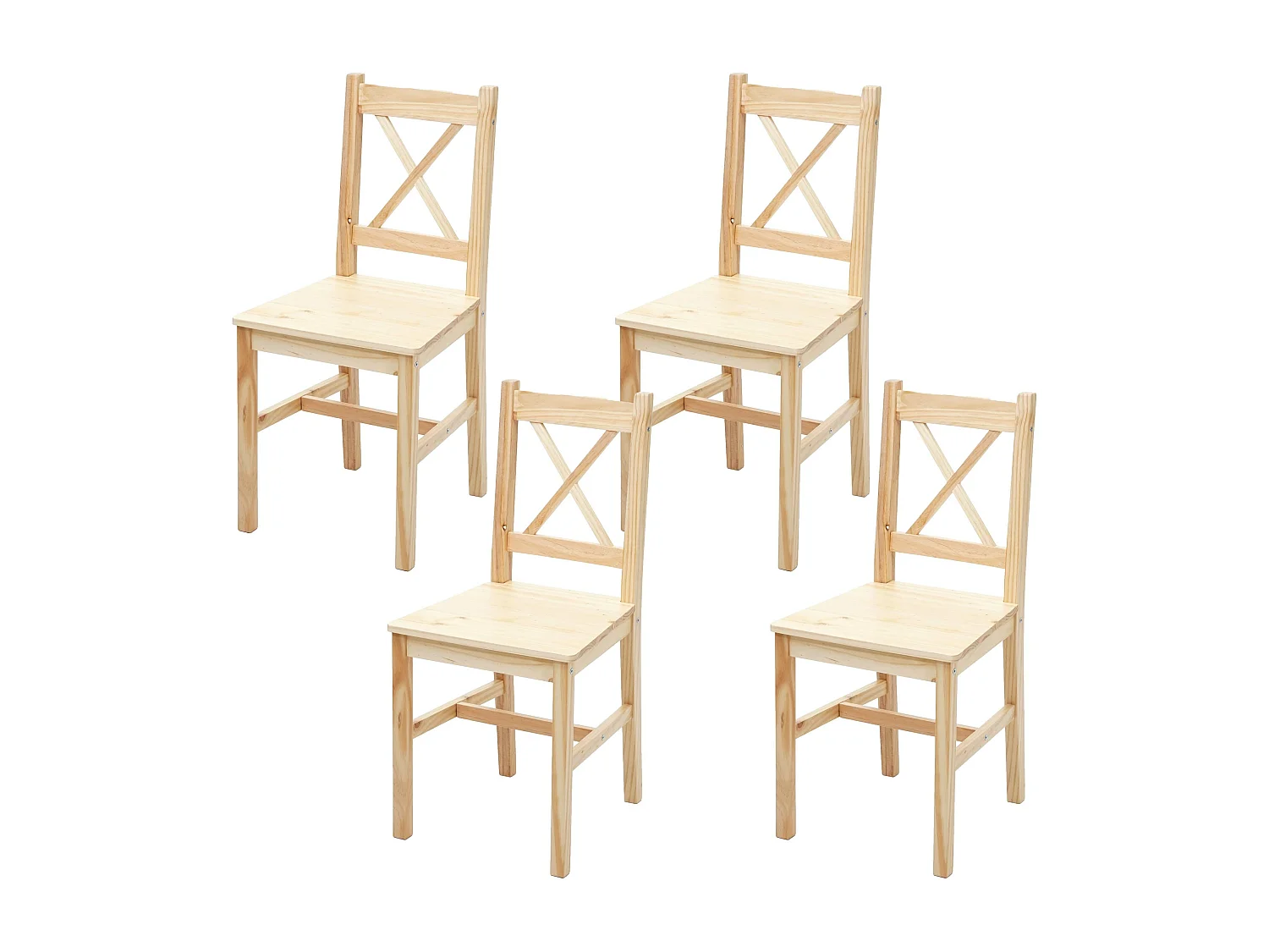 Eetkamerstoel MCW-F77 (set van 4),  grenen geglazuurd