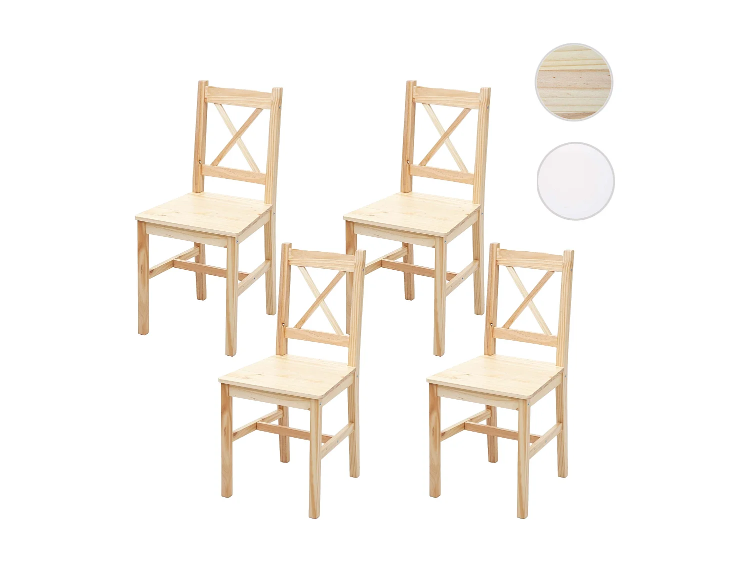 Eetkamerstoel MCW-F77 (set van 4),  grenen geglazuurd