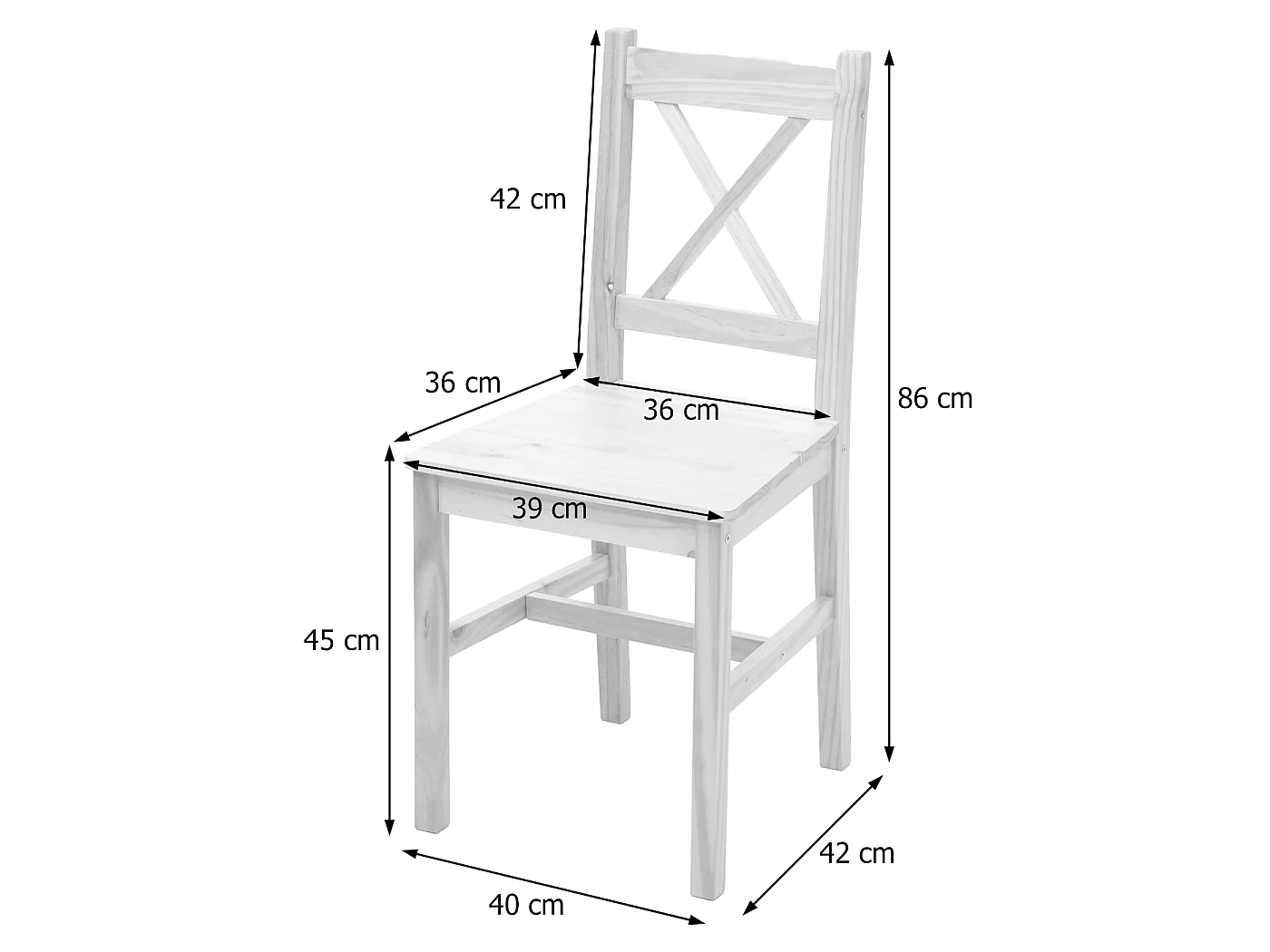 Eetkamerstoel MCW-F77 (set van 4),  grenen geglazuurd
