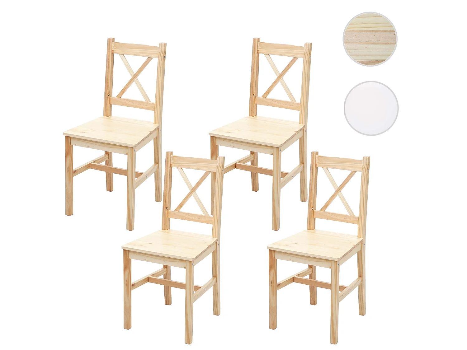 Eetkamerstoel MCW-F77 (set van 4),  grenen geglazuurd