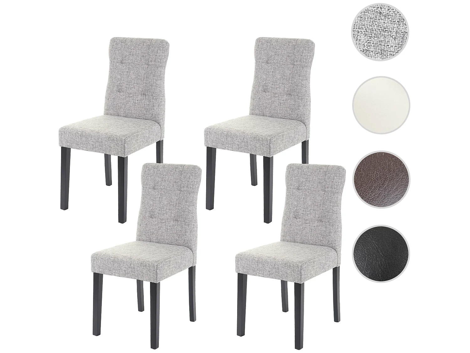 Set 4x sedie sala da pranzo soggiorno MCW-E58 legno tessuto grigio gambe scure