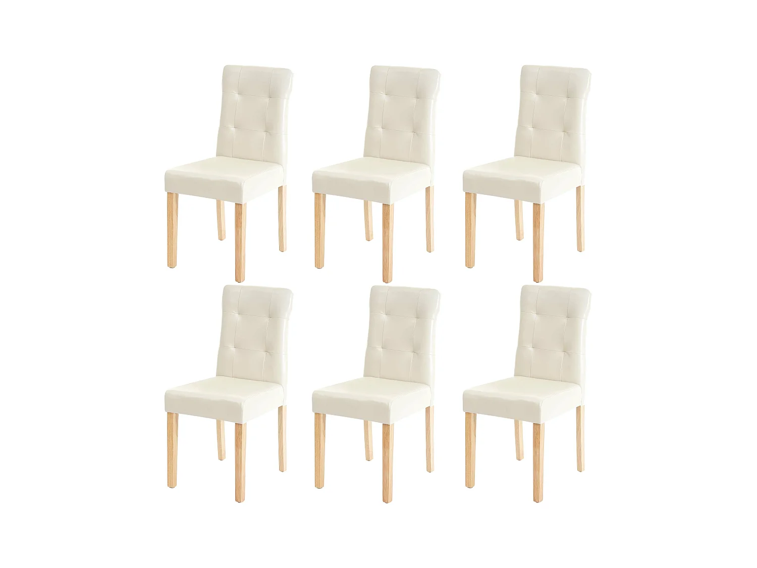 Silla de comedor MCW-E58 (juego de 6),  polipiel crema, patas claras