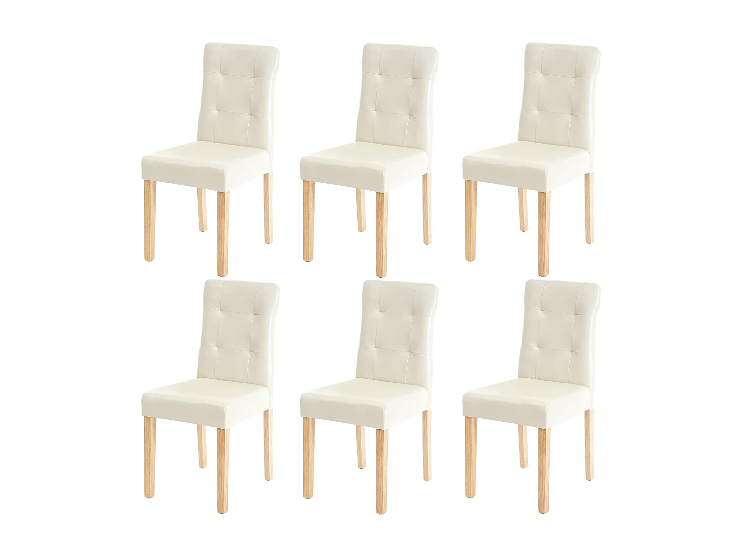 Chaise de salle à manger MCW-E58 (lot de 6),  similicuir crème, pieds clairs