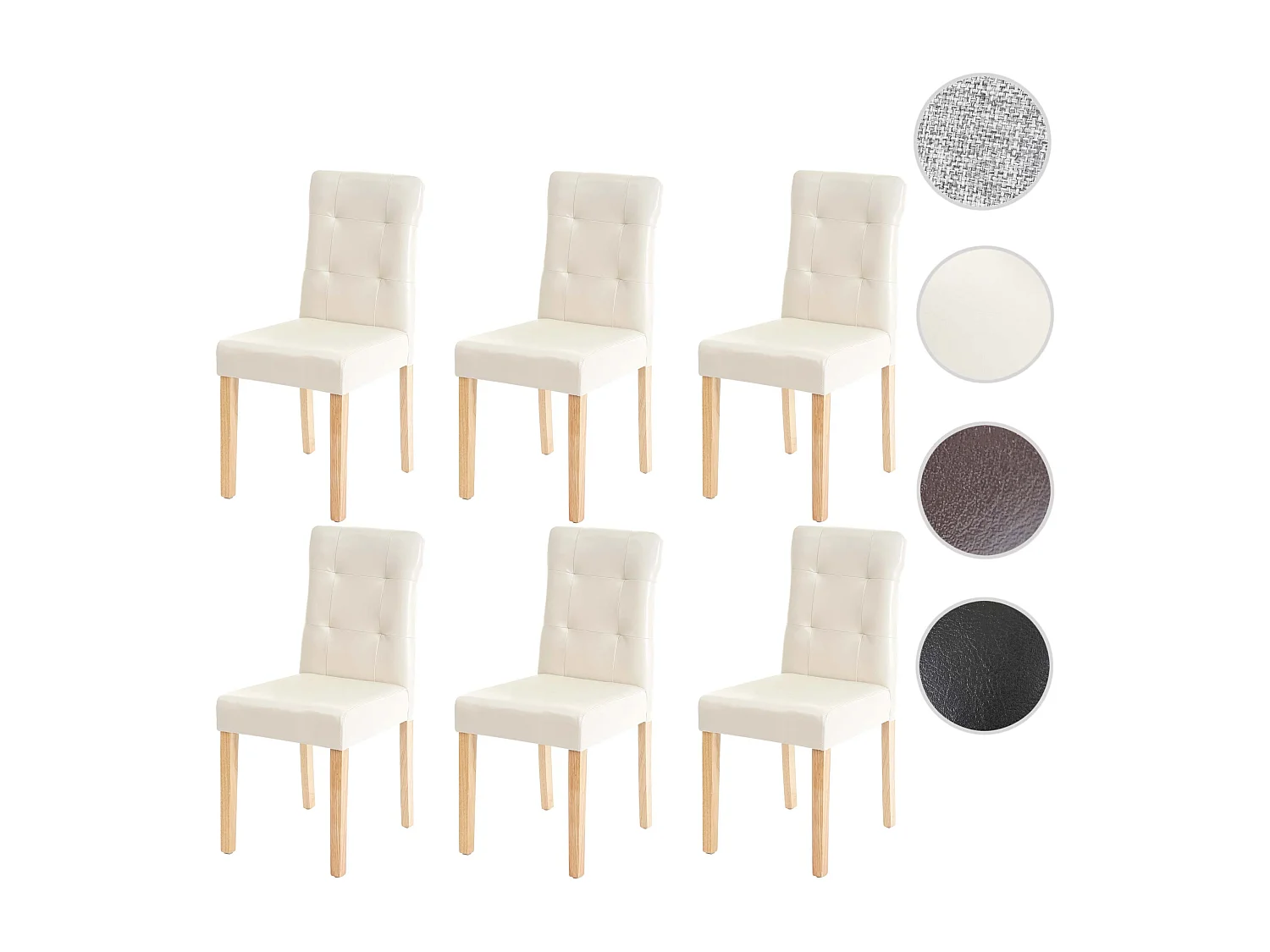 Chaise de salle à manger MCW-E58 (lot de 6),  similicuir crème, pieds clairs