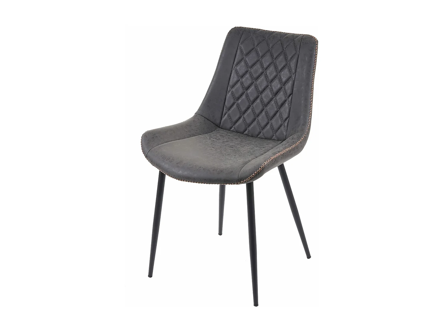 Chaise de salle à manger MCW-E56 (lot de 2),  similicuir, imitation de daim, gris foncé