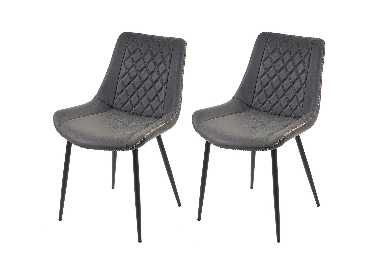 Eetkamerstoel MCW-E56 (set van 2),  imitatie suède donkergrijs