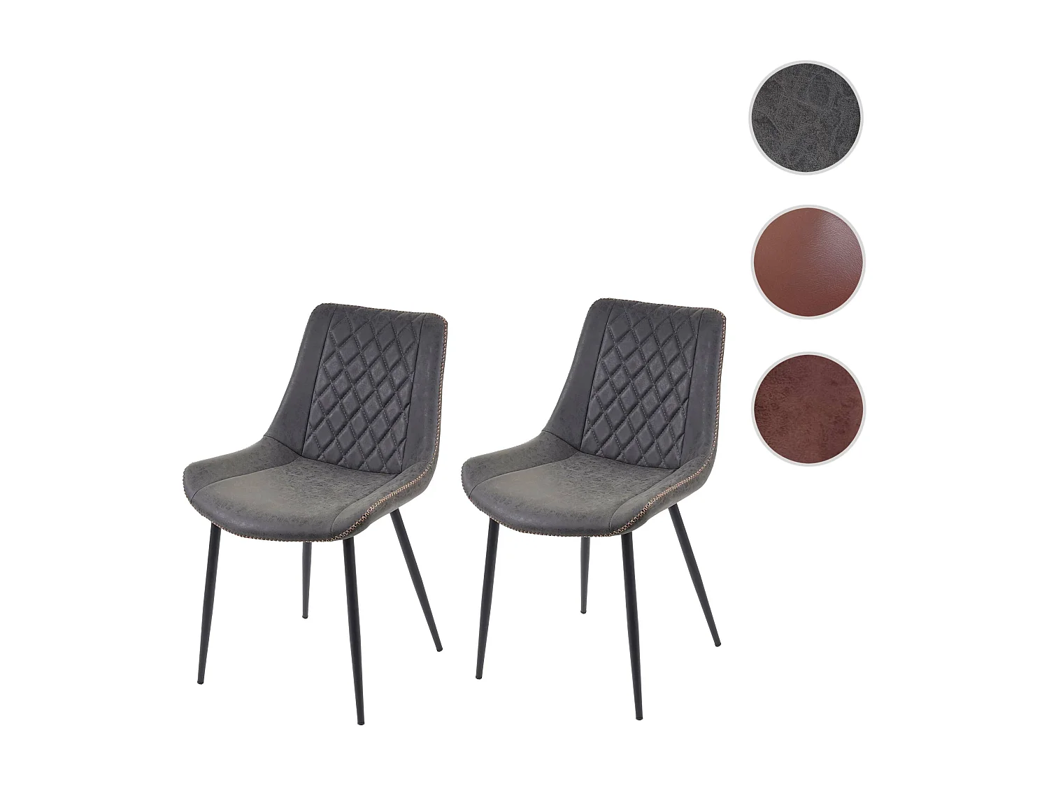 Eetkamerstoel MCW-E56 (set van 2),  imitatie suède donkergrijs