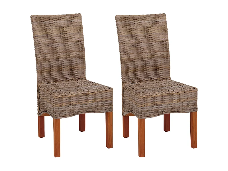 Set 2x sedie rattan kubu eleganti soggiorno sala pranzo M44 97x47x52cm senza cuscini