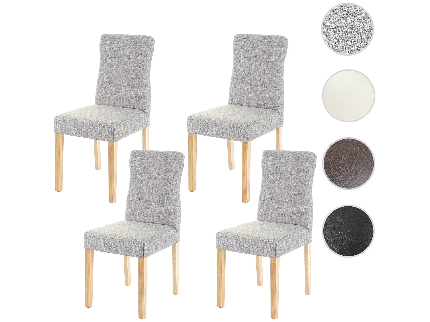 Cadeira de jantar MCW-E58 (conjunto de 4),  tecido/têxtil cinzento, pernas claras