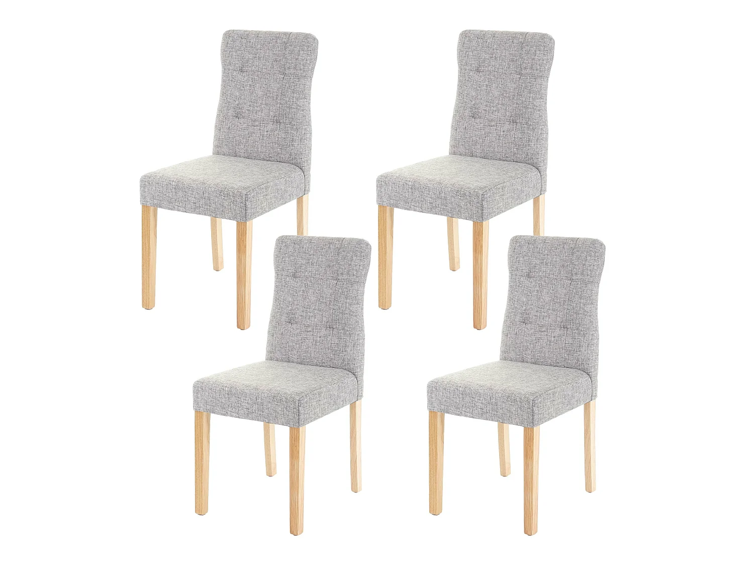 Eetkamerstoel MCW-E58 (set van 4),  stof/textiel grijs, lichte poten