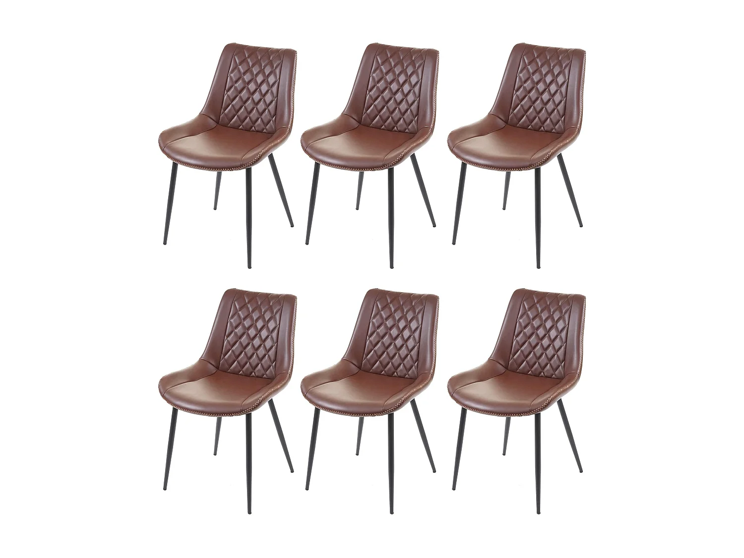 Eetkamerstoel MCW-E56 (set van 6),  kunstleer bruin