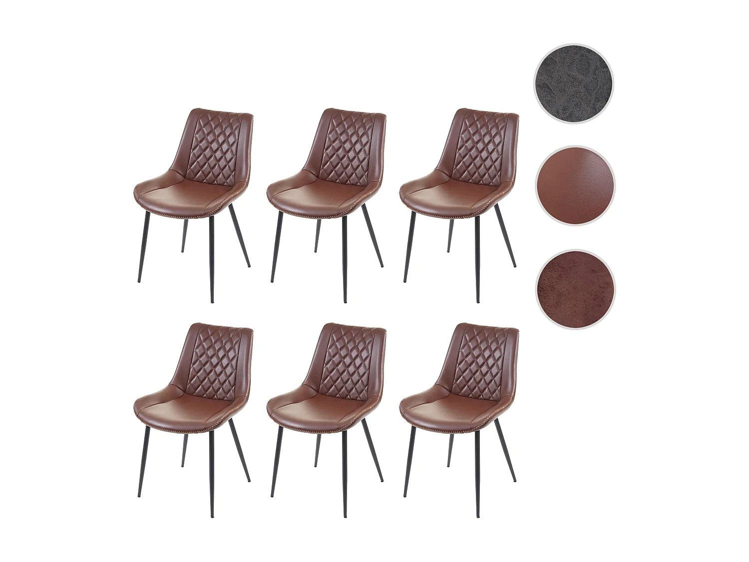 Eetkamerstoel MCW-E56 (set van 6),  kunstleer bruin