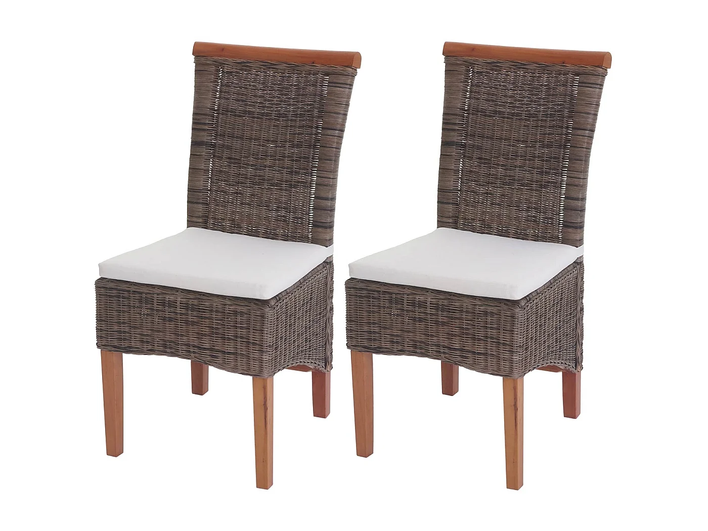 Set 2x sedie rattan per sala da pranzo soggiorno Savona 97x46x59cm ~ con cuscini